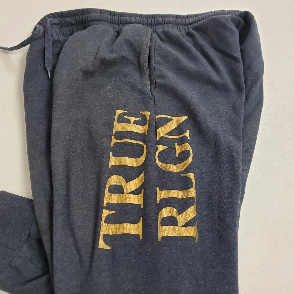 True Religion Mens‎ Spellout Joggers Size XL Gray Athleisure Workout Gym Fitness